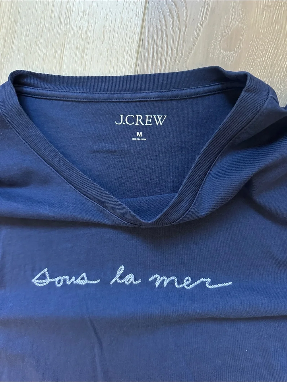 J Crew Sous La Mer embroidered tee shirt